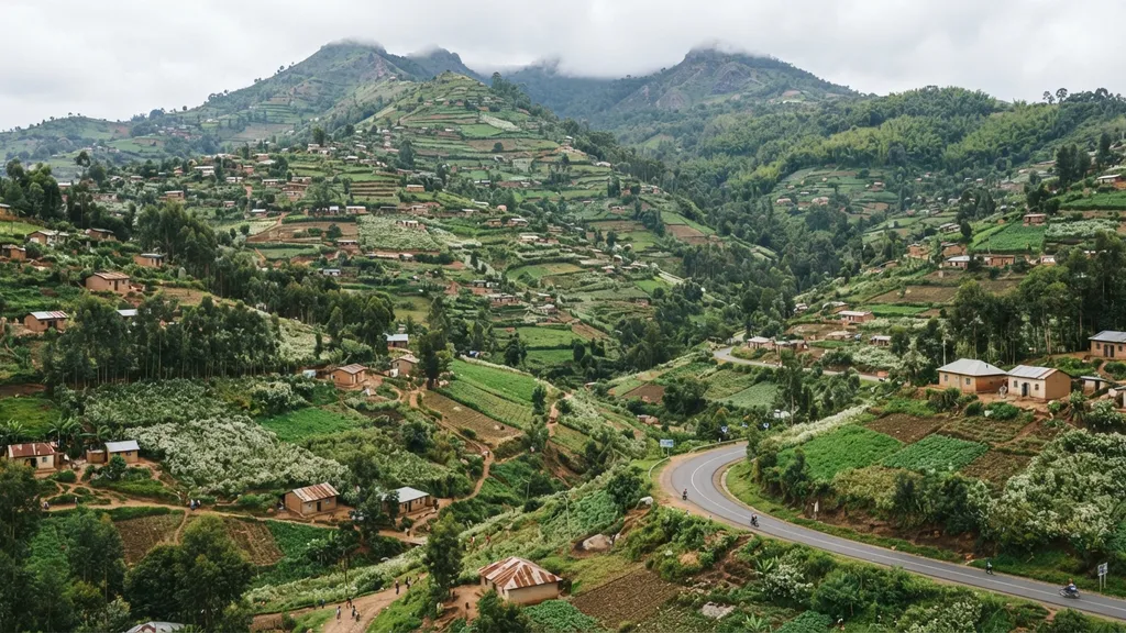 The AI-generated scene for 2026-08-01, depicting Musanze, Rwanda.
