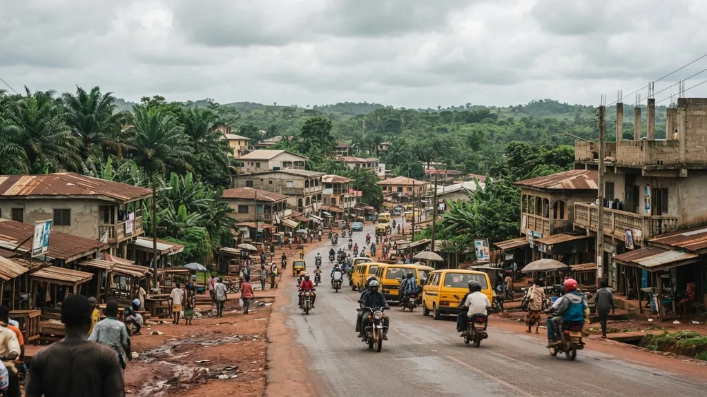 The AI-generated scene for 2026-08-14, depicting Osogbo, Nigeria.